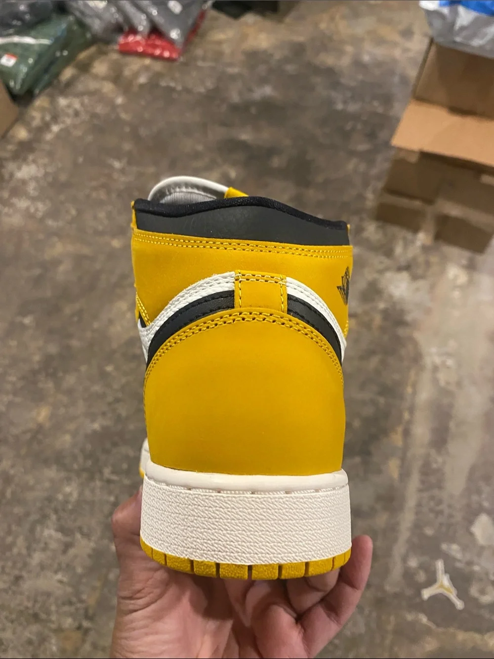 Nike Kids Air Jordan 1 High OG White Black Yellow Sneakers
